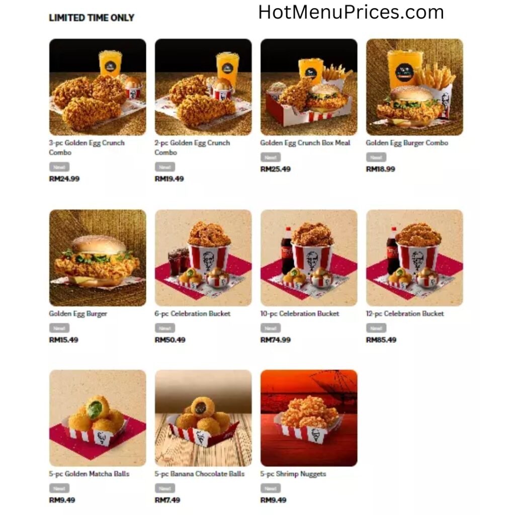 KFC LIMITED TIME ONLY MENU WITH PRICES
